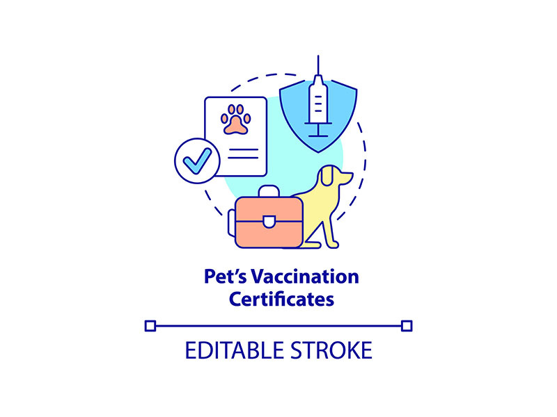 Pets vaccination certificate concept icon