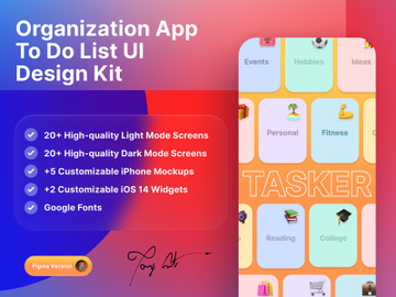 Tasker - To Do List / Task Management App – UI Design Kit preview picture