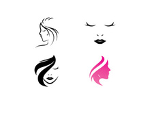 hair woman and face logo and symbols