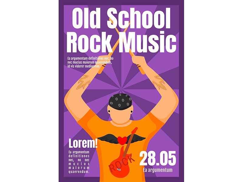 Old school rock music brochure template