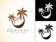 Coconut tree logo design. Nature product coconut oil emblem