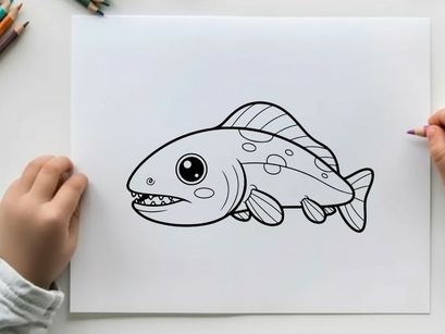 Cute cartoon fish swimming vector illustration flat design