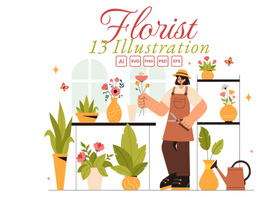 13 Professional Florist Working Illustration preview picture