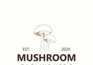 Mushroom botanical logo modern and simple stamp style. nature or food template