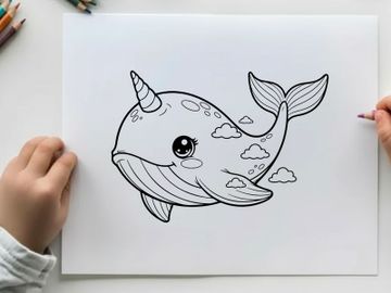 Cute smiling whale blowing bubbles vector illustration preview picture