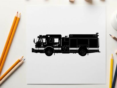 Silhouette of a fire truck vehicle emergency response