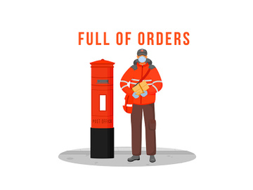 Full of orders flat color vector faceless character preview picture