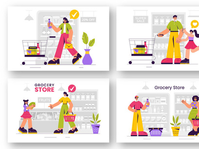 9 Grocery Store Shelf Illustration