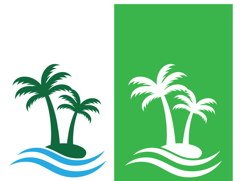 Summer palm tree logo design.