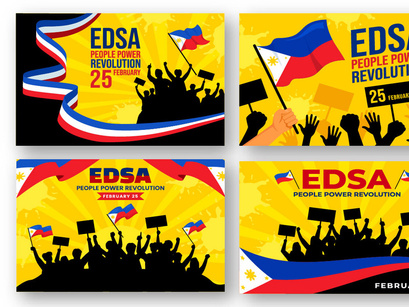 12 Edsa People Power Revolution Anniversary of Philippine Illustration
