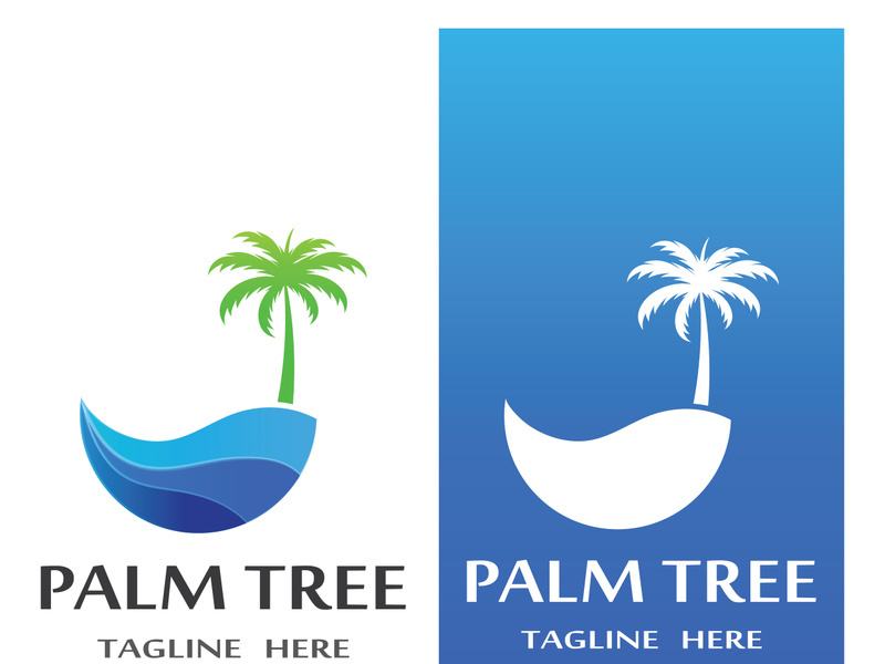 Palm tree summer logo design with creative ideas.
