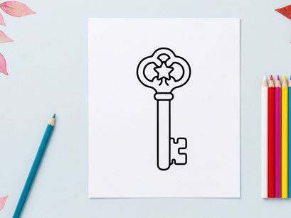 Ícone de chave vintage. Ilustração de contorno de chave antiga.