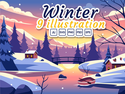 9 Charming Winter Village Illustration