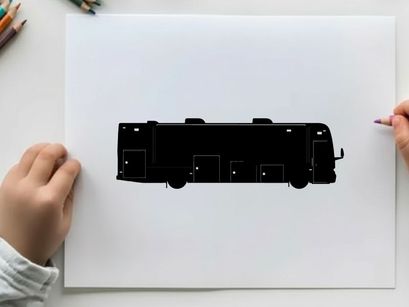 Silhouette of a large recreational vehicle or motorhome
