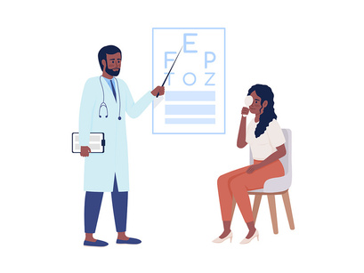 Doctor consultation semi flat color vector characters set