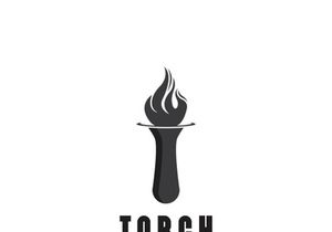 Torch fire logo icon hipster vector design template