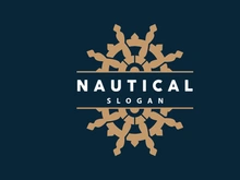 Ship Steering Logo, Steering Wheel Boat Ship Yacht Compass Vector,