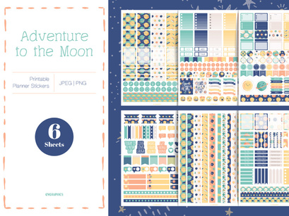 Adventure to the Moon Planner Stickers