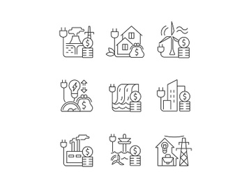 Energy prices linear icons set preview picture