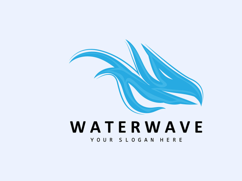 Water Wave Logo, Earth Element Vector, Water Wings Logo Design Style, Brand Icon, Sticker