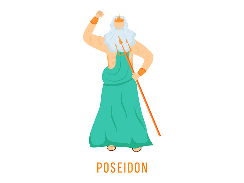 Poseidon flat vector illustration