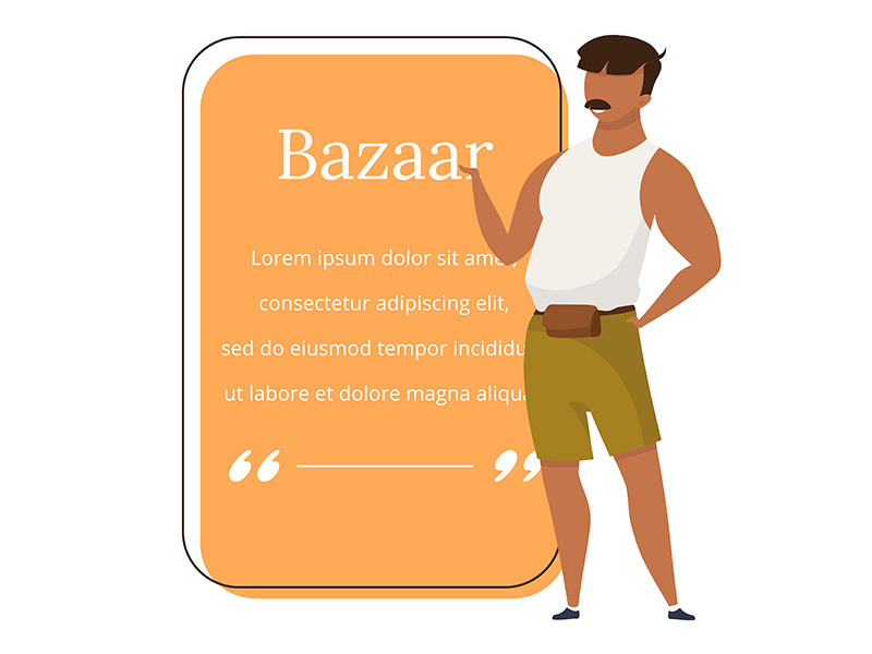Bazaar seller flat color vector character quote