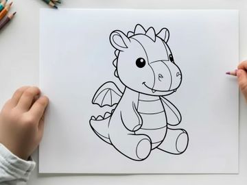 Cute baby dragon sitting vector illustration flat design preview picture