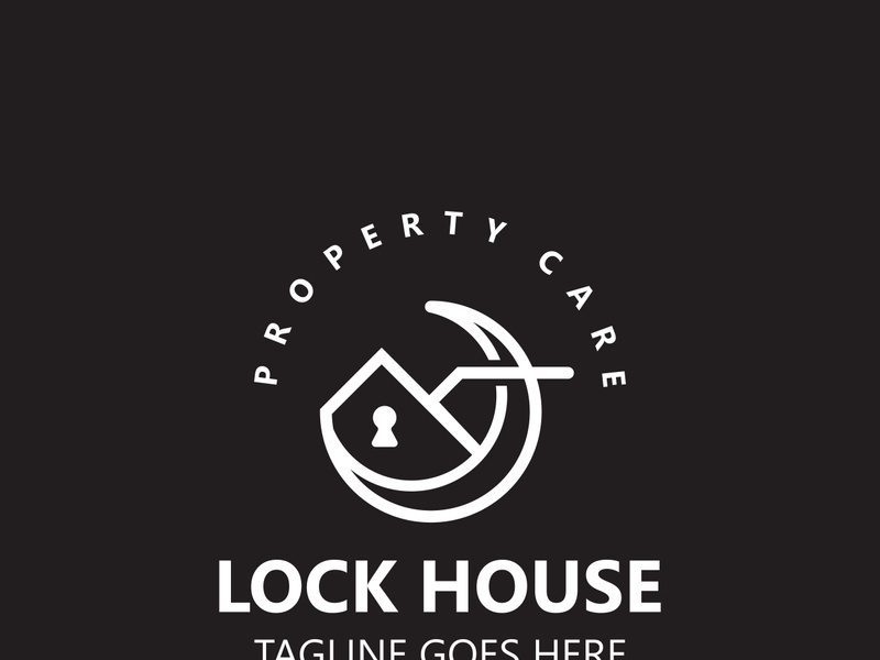 Lock House secure logo design, smart key home vector concept template