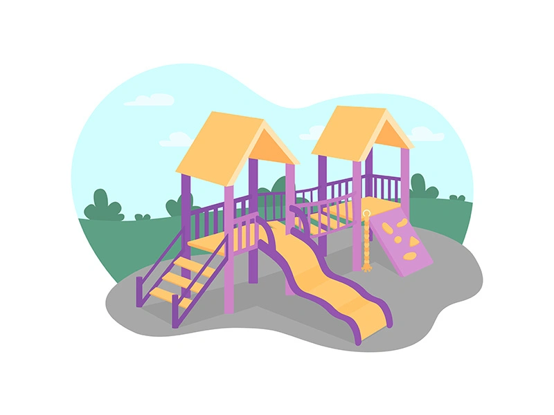 Outdoors playground 2D vector web banner, poster