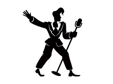 Jazz male singer black silhouette vector illustration preview picture