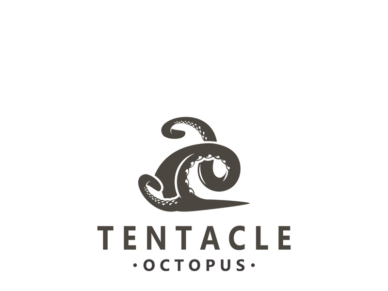 Octopus tentacle logo image design ocean animal vintage illustration