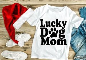 Lucky Dog Mom Embroidered Text