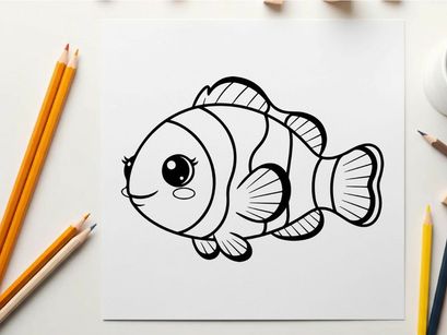 Cute cartoon clownfish swimming vector illustration