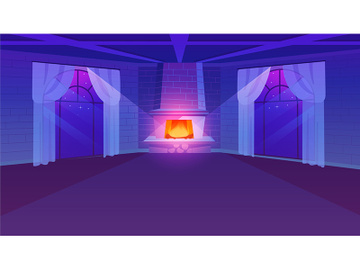Empty room with fireplace flat vector illustration preview picture