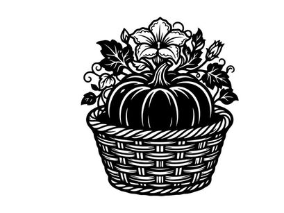 Black and white floral pumpkin basket for autumn decor