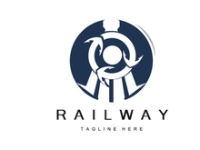 Train Logo Design. Fast Train Track Vector, Fast Transport Vehicle Illustration