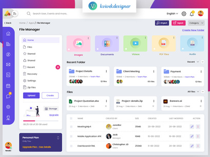 Admin Dashboard File Manager Page Web UI Template