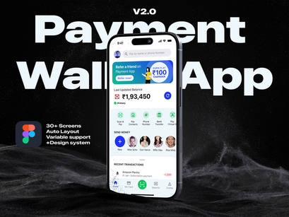 Payment Wallet App Figma UI Kit - V2 (Free Preview)