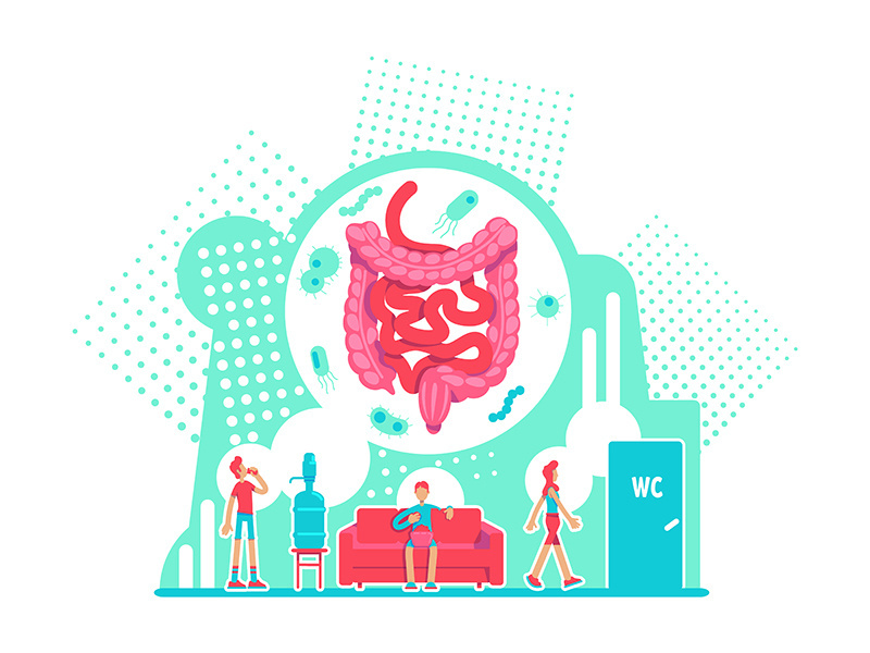 Digestive system health care flat concept vector illustration