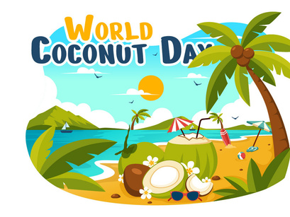 10 World Coconut Day Illustration