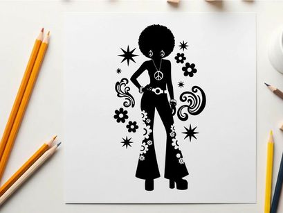 Retro silhouette of a woman with an afro hairstyle