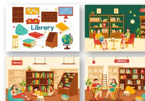 12 Library Vector Illustration