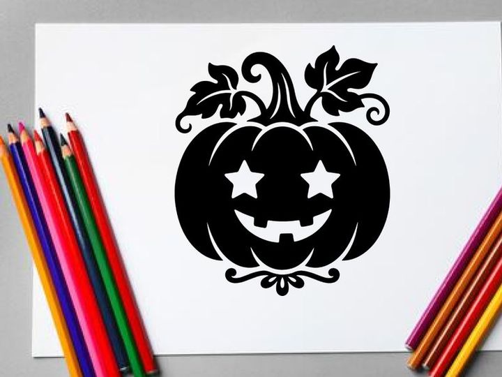 Halloween Pumpkin Jack-o'-Lantern with Stars Face for Fall Decor