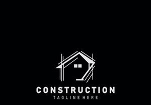 Construction structure line home building and repair logo Design illustration