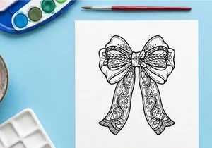 Dekorative Weihnachts-Schleifen-Linienkunst-Illustration für Geschenkverpackungen und festliche Designs