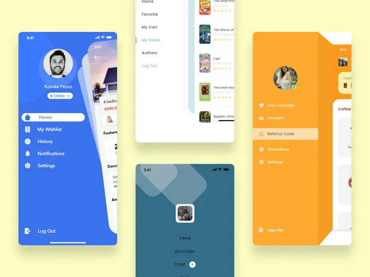 Slide menu with multi-options