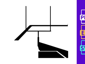 A black and white image of a simple football goal post and shadow preview picture