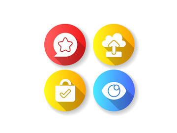Easy to use interface creation process flat design long shadow glyph icons set preview picture
