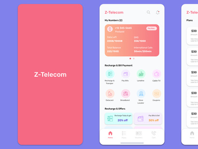 Z telecom Web & Mobile, Light and Dark UI Options