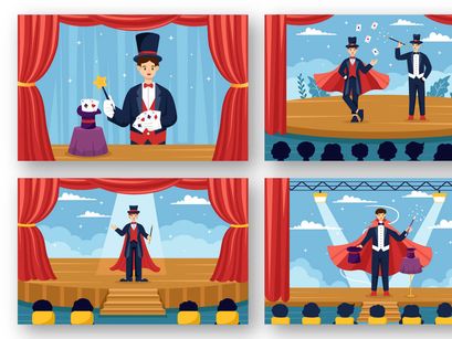 12 Magician Illusionist Illustration